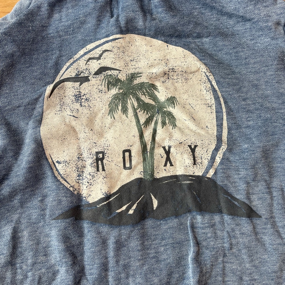 Roxy Zip-Up Hoodie Blue Palm Tree Logo Full Zip Size Small - Picture 13 of 13